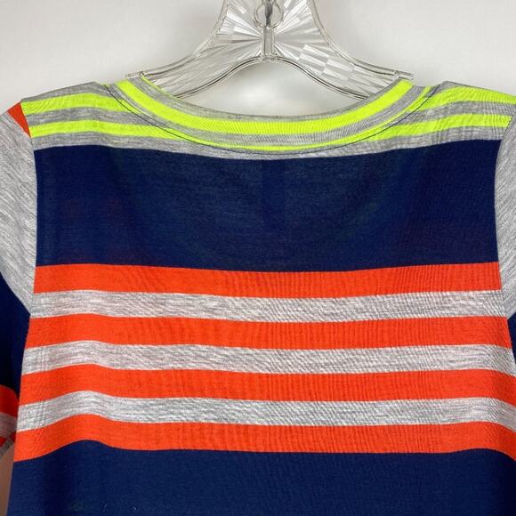 OPHELIA for FC S Multicolor Striped Top Navy Blue Gray Neon Green - Picture 5 of 7